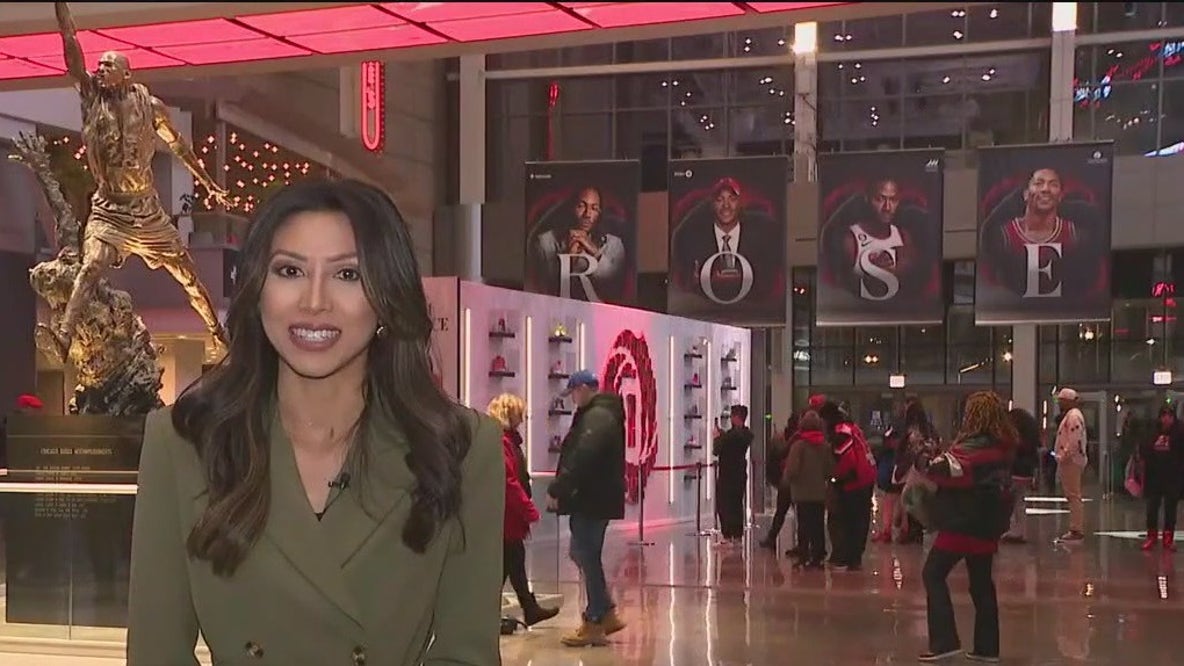 Chicago Bulls celebrate on its favorite sons during Derrick Rose Night